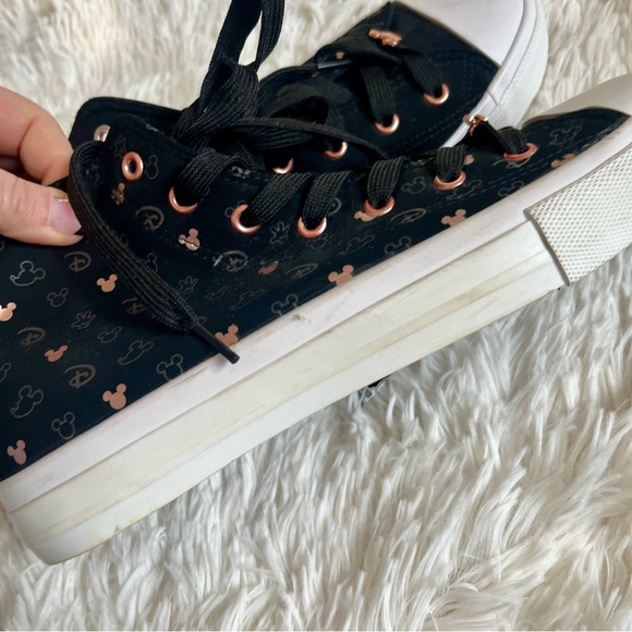 Disney Mickey Mouse Sneakers High Top Rose Gold Pink Black Size 9 Primark Colab - Picture 9 of 9